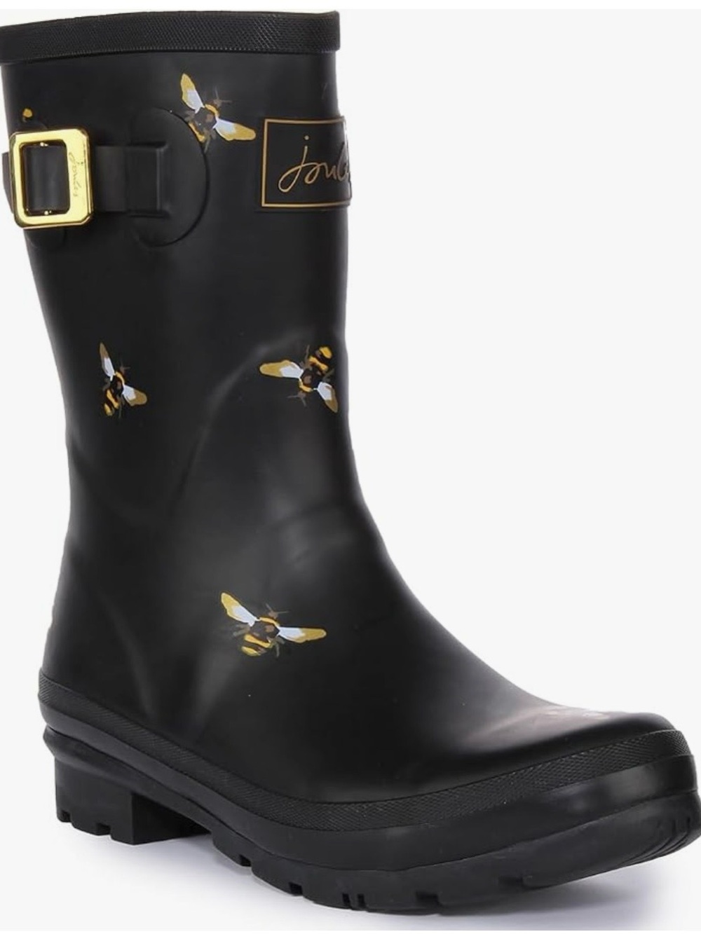 Joules Women's Molly Welly Rain Boot Bee Accents Mid Height